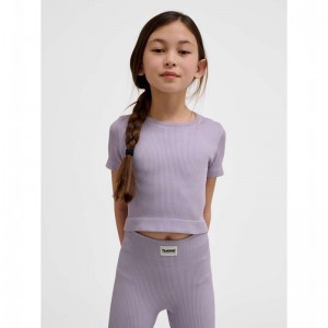 T Shirts Hummel Jr Seamless Rib S/S Enfant Lavande | 223947-341