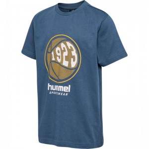T Shirts Hummel Leo S/S Enfant Bleu | 060686-170