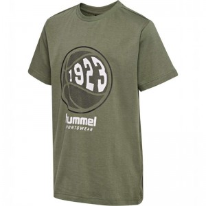 T Shirts Hummel Leo S/S Enfant Vert Olive | 877082-861
