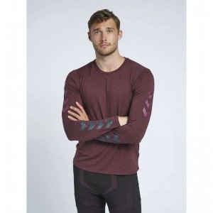 T Shirts Hummel Mace Ls Homme Bordeaux | 031609-425