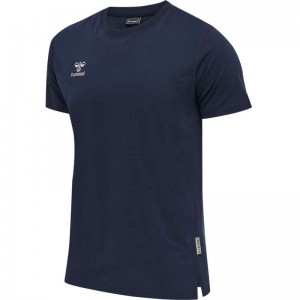 T Shirts Hummel Move Grid Cotton S/S Homme Bleu Marine | 593716-565
