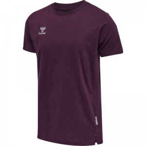 T Shirts Hummel Move Grid Cotton S/S Homme Bordeaux | 122797-299