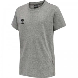 T Shirts Hummel Move Grid Cotton S/S Kid Enfant Grise | 669017-351