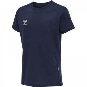 T Shirts Hummel Move Grid Cotton S/S Kid Enfant Bleu Marine | 027174-819