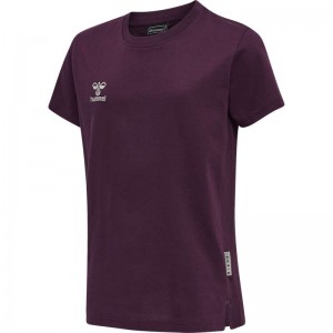 T Shirts Hummel Move Grid Cotton S/S Kid Enfant Fushia | 757522-455
