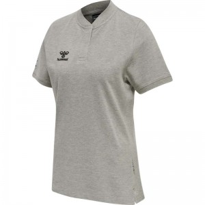 T Shirts Hummel Move Grid Polo Femme Grise | 640065-451
