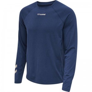 T Shirts Hummel Mt Laze L/S Homme Bleu Marine | 032682-647