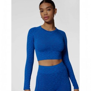 T Shirts Hummel Mt Leo Seamless Crop L/S Femme Bleu | 063509-304