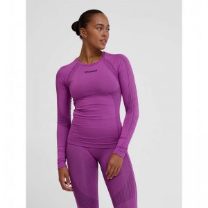 T Shirts Hummel Mt Shaping Seamless L/S Femme Violette | 709253-640
