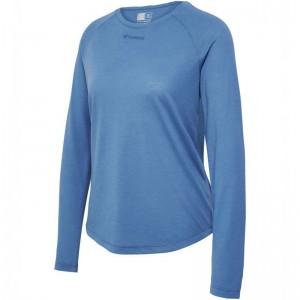 T Shirts Hummel Mt Vanja L/S Femme Bleu | 446545-976