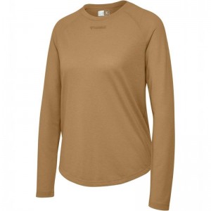 T Shirts Hummel Mt Vanja L/S Femme Marron | 134174-354