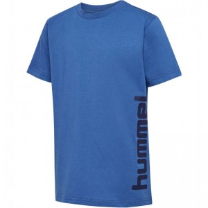 T Shirts Hummel Print S/S Enfant Bleu | 001390-664
