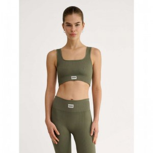 T Shirts Hummel Pulse Seamless Rib Femme Vert Olive | 826708-049