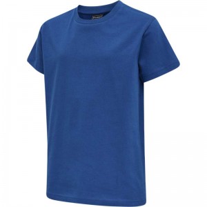 T Shirts Hummel Red Basic S/S Enfant Bleu | 100344-860