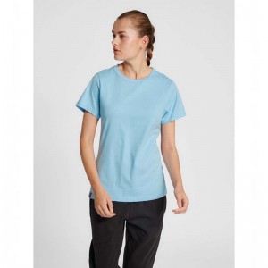 T Shirts Hummel Red Basic S/S Femme Bleu | 755398-418