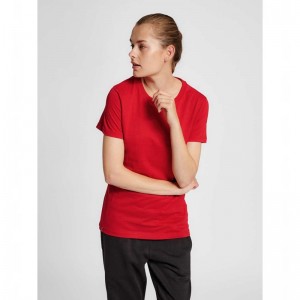 T Shirts Hummel Red Basic S/S Femme Rouge | 005579-684