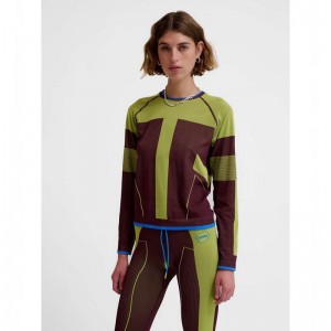 T Shirts Hummel Seamless Ls Femme Vert | 813664-856