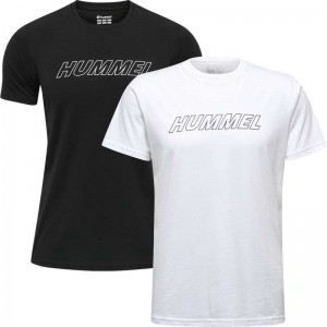 T Shirts Hummel Te Callum 2-pack Cotton Homme Noir | 592742-824