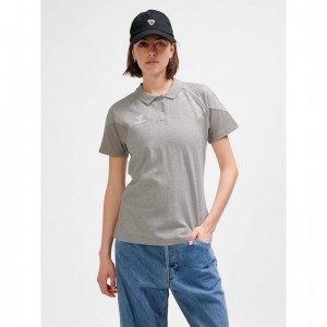 T Shirts Hummel Travel Polo Femme Grise | 577292-411