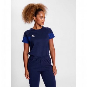 T Shirts Hummel Travel S/S Femme Bleu Marine | 325684-125