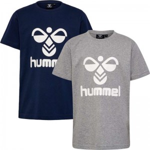 T Shirts Hummel Tres S/S 2-pk Enfant Noir | 718659-622