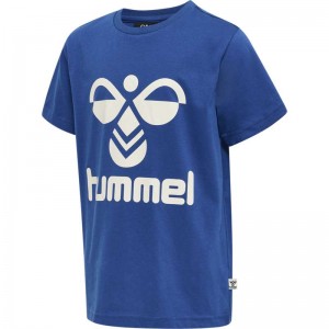 T Shirts Hummel Tres S/S Enfant Bleu | 982961-676