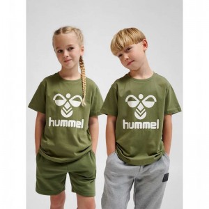 T Shirts Hummel Tres S/S Enfant Vert Olive | 509120-422