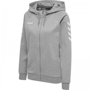 Vestes Hummel Go Cotton Zip Femme Grise | 204849-665