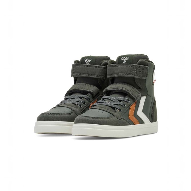 Basket Hummel Slimmer Stadil Leather High Jr Enfant Vert | 635135-494
