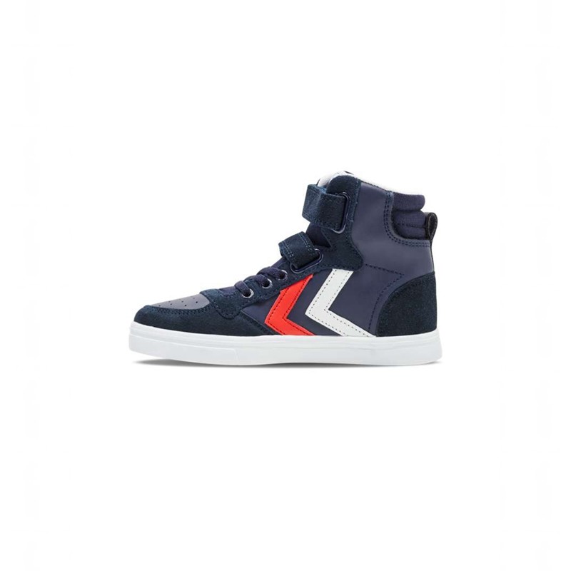 Basket Hummel Slimmer Stadil Leather High Jr Enfant Bleu Marine | 290795-929