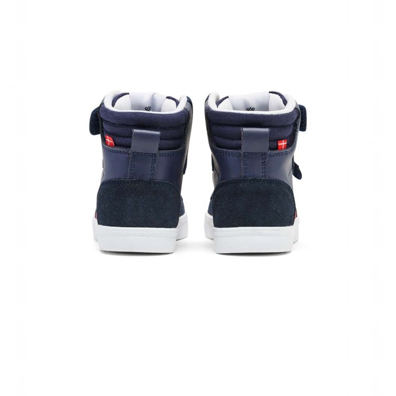 Basket Hummel Slimmer Stadil Leather High Jr Enfant Bleu Marine | 290795-929