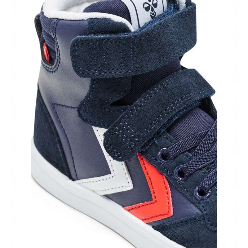 Basket Hummel Slimmer Stadil Leather High Jr Enfant Bleu Marine | 290795-929