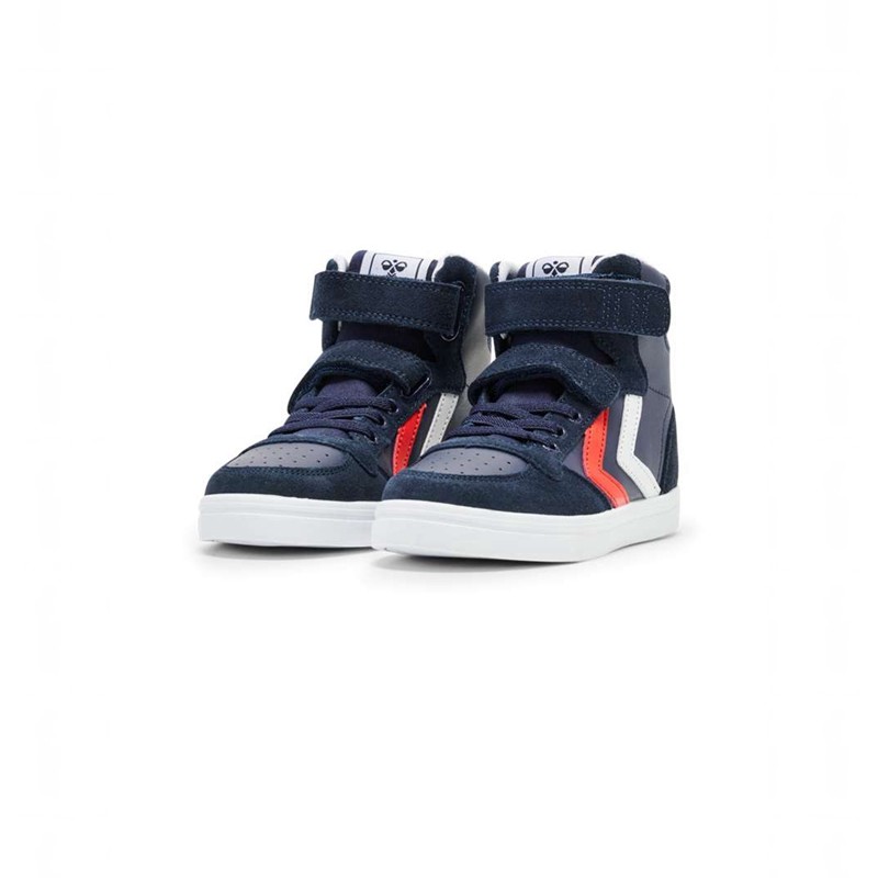 Basket Hummel Slimmer Stadil Leather High Jr Enfant Bleu Marine | 290795-929