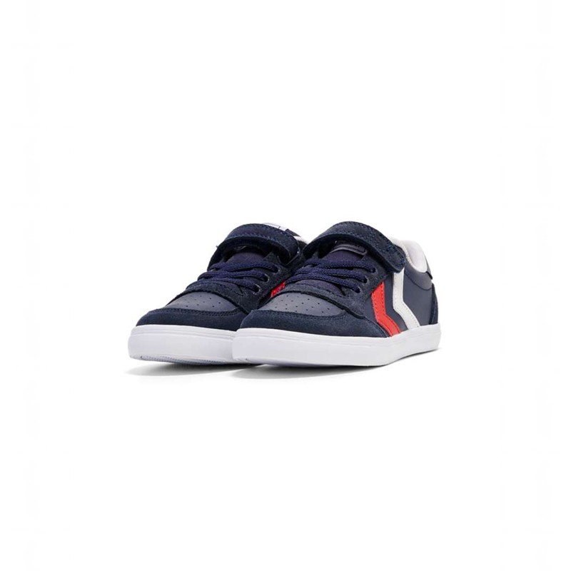 Basket Hummel Slimmer Stadil Leather Low Jr Enfant Bleu Marine | 376467-268