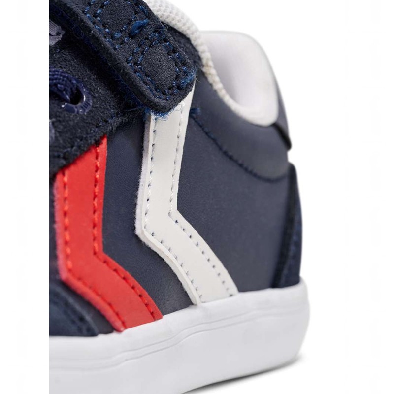 Basket Hummel Slimmer Stadil Leather Low Jr Enfant Bleu Marine | 376467-268