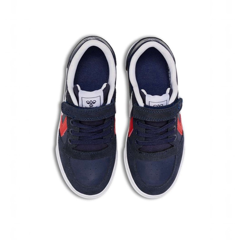 Basket Hummel Slimmer Stadil Leather Low Jr Enfant Bleu Marine | 376467-268