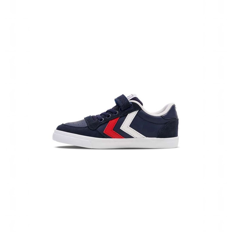 Basket Hummel Slimmer Stadil Leather Low Jr Enfant Bleu Marine | 376467-268