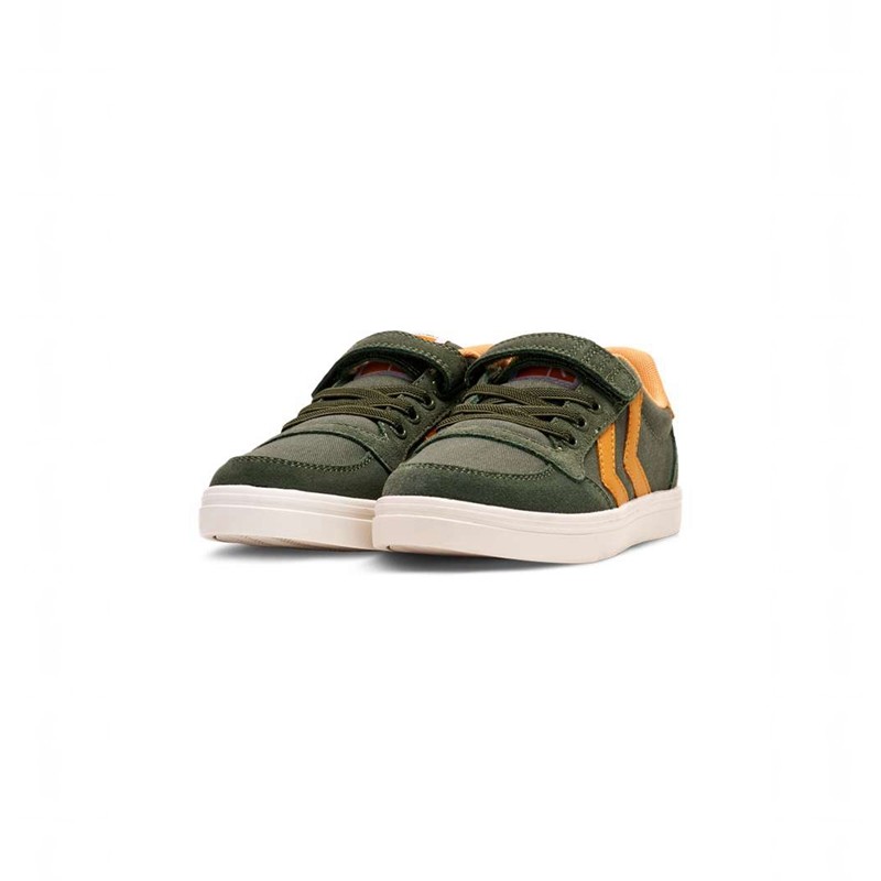 Basket Hummel Slimmer Stadil Low Jr Enfant Vert | 010011-092