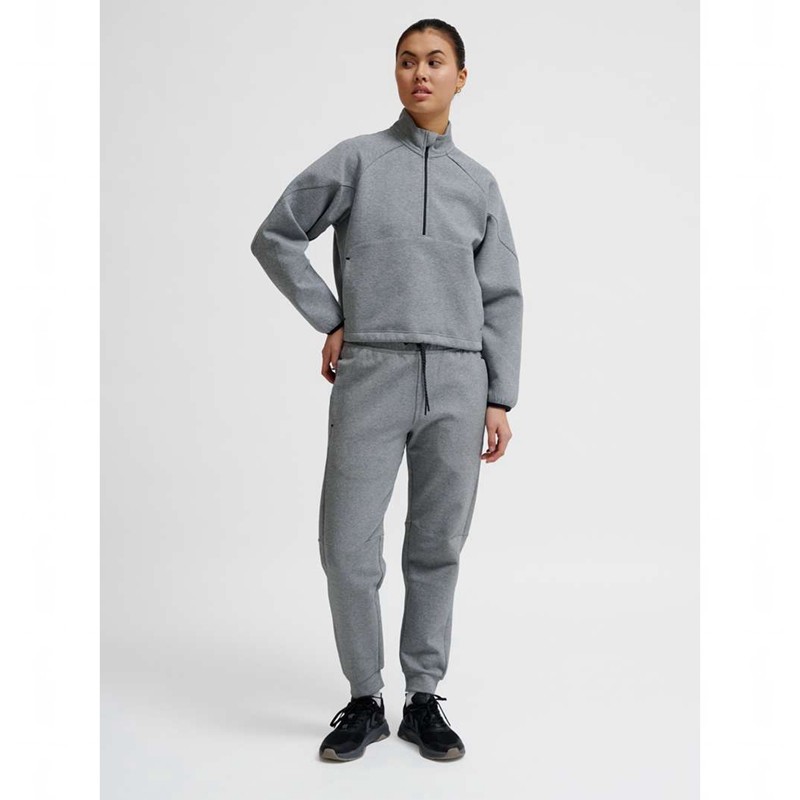 Chaussures De Gym Hummel Tech Fleece Boxy Half Zip Femme Grise | 793070-793