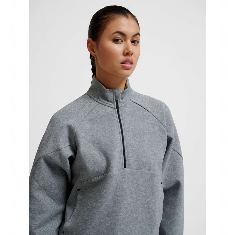 Chaussures De Gym Hummel Tech Fleece Boxy Half Zip Femme Grise | 793070-793