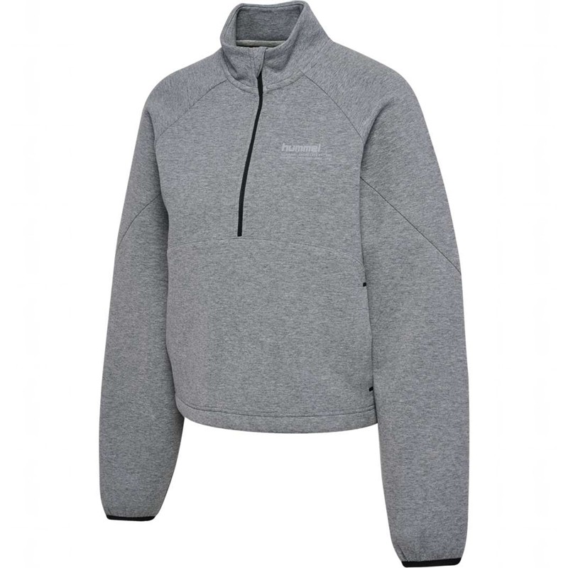 Chaussures De Gym Hummel Tech Fleece Boxy Half Zip Femme Grise | 793070-793