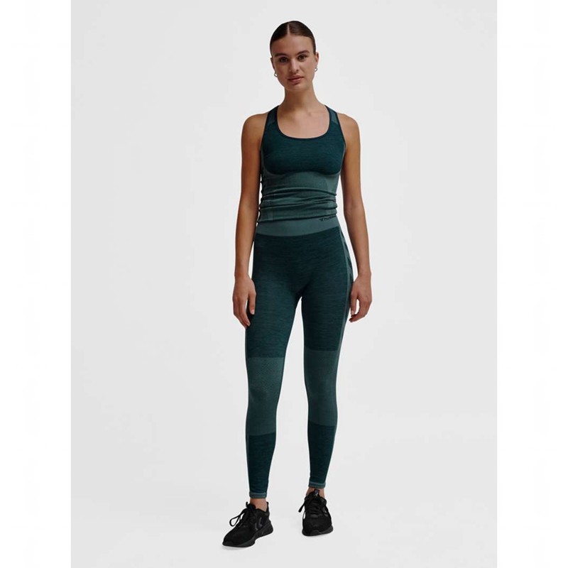 Collant Hummel Clea Seamless Mid Waist Femme Vert | 978668-274
