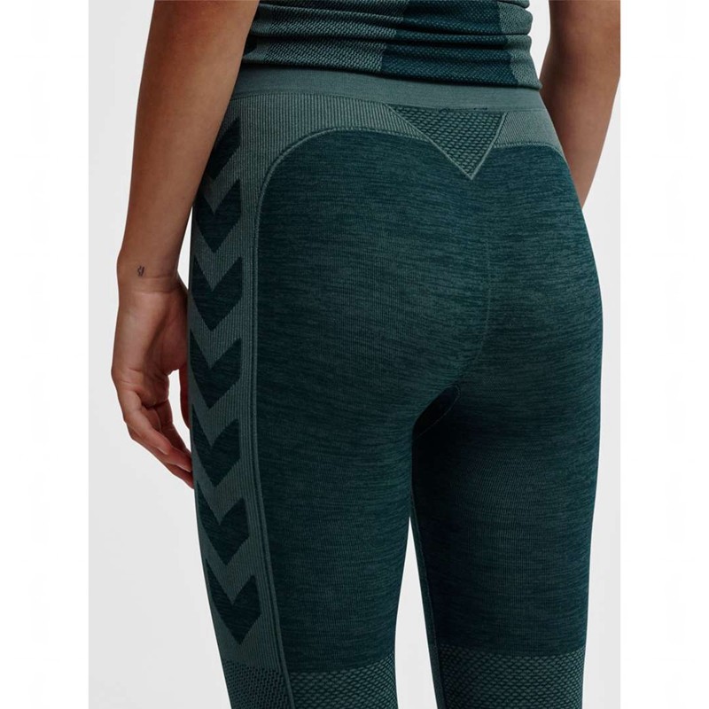 Collant Hummel Clea Seamless Mid Waist Femme Vert | 978668-274