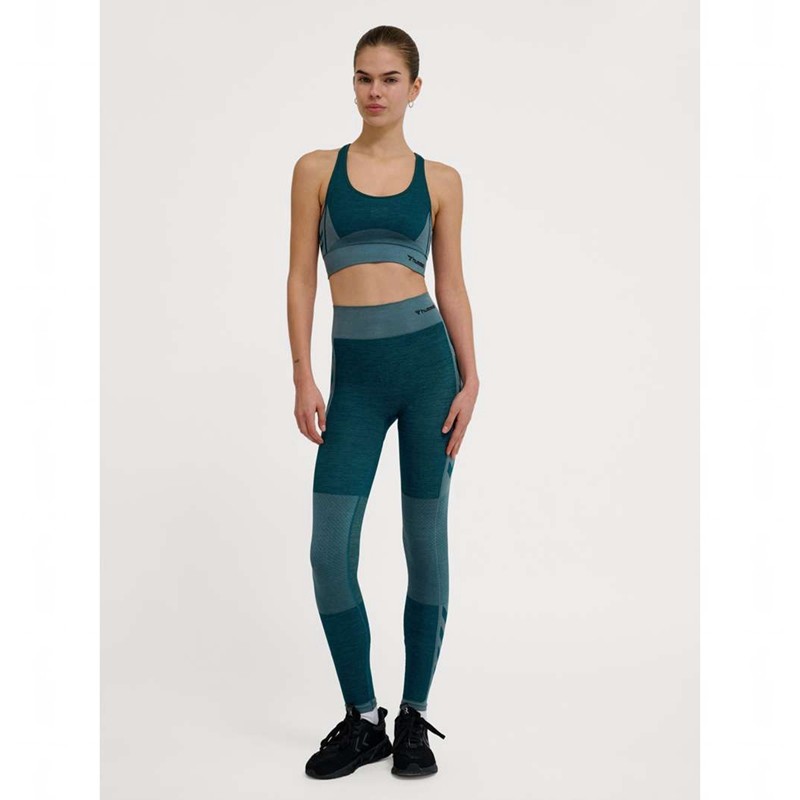 Collant Hummel Clea Seamless Mid Waist Femme Bleu | 932816-457