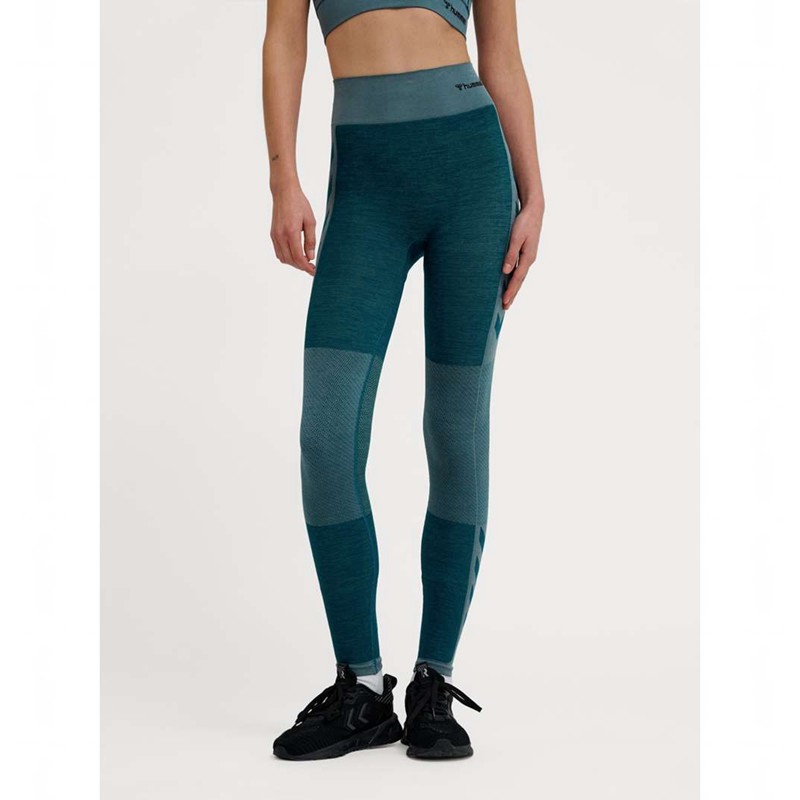 Collant Hummel Clea Seamless Mid Waist Femme Bleu | 932816-457