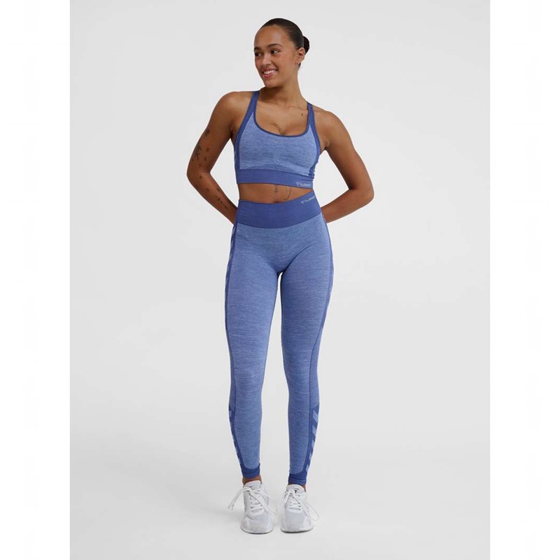Collant Hummel Mt Shine Seamless Mw Femme Bleu | 400007-799