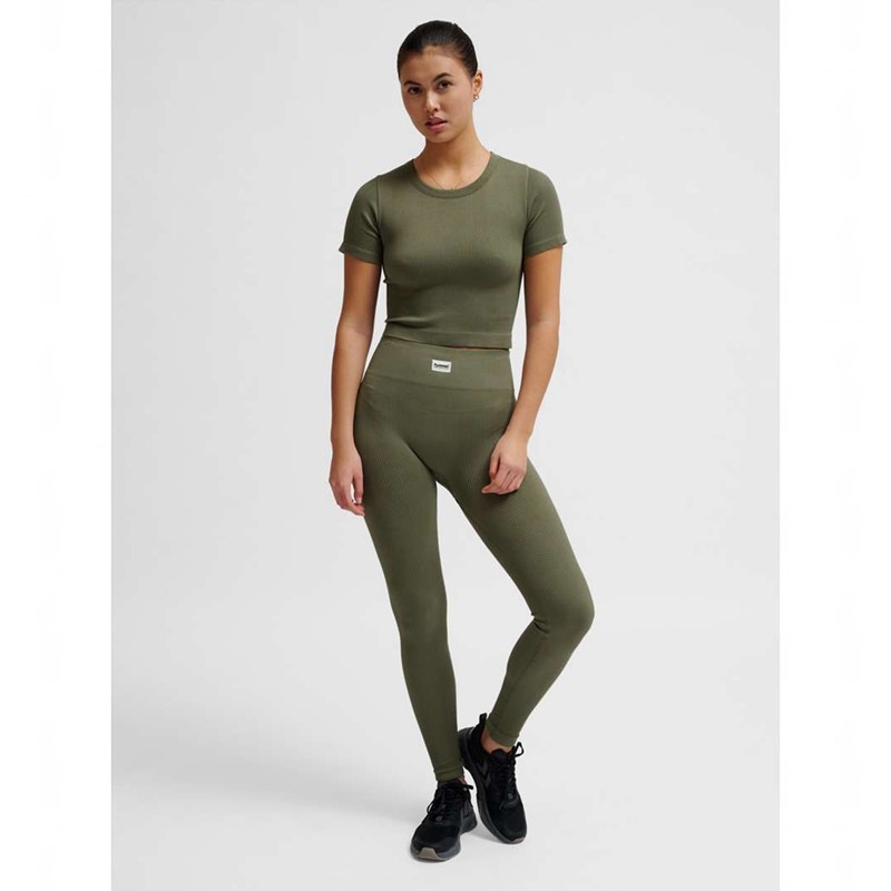 Collant Hummel Pulse Seamless Rib Mw Femme Vert Olive | 291302-081