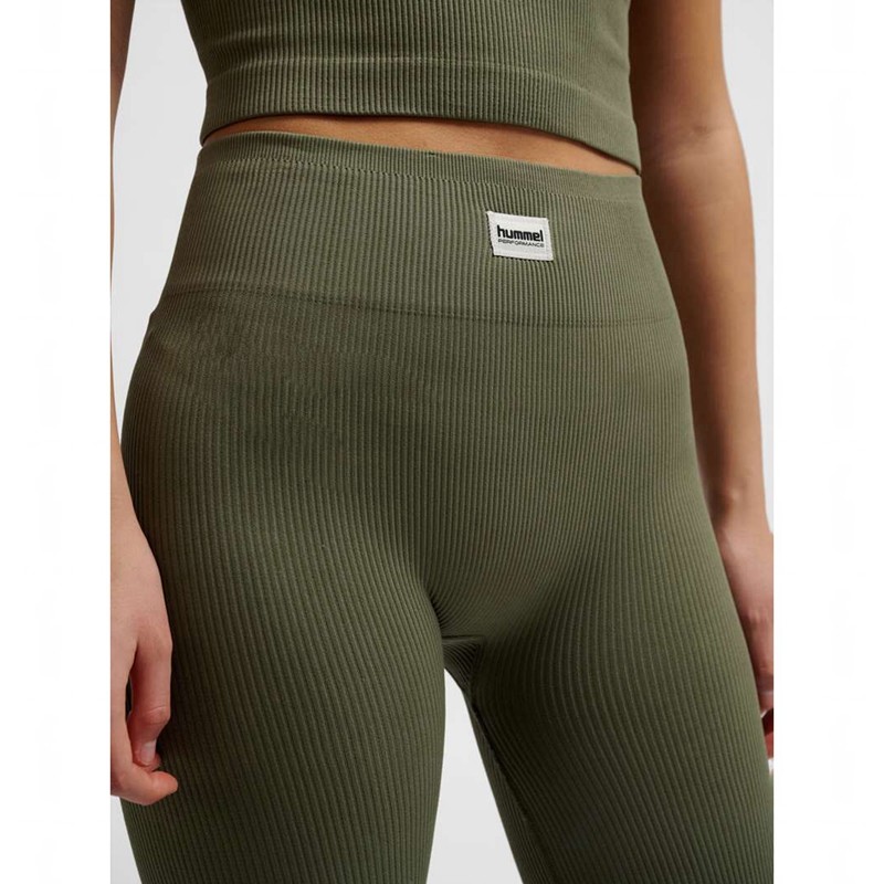 Collant Hummel Pulse Seamless Rib Mw Femme Vert Olive | 291302-081