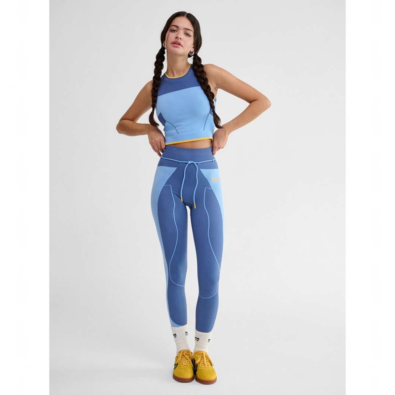 Collant Hummel Seamless High Waist Femme Bleu | 550110-492