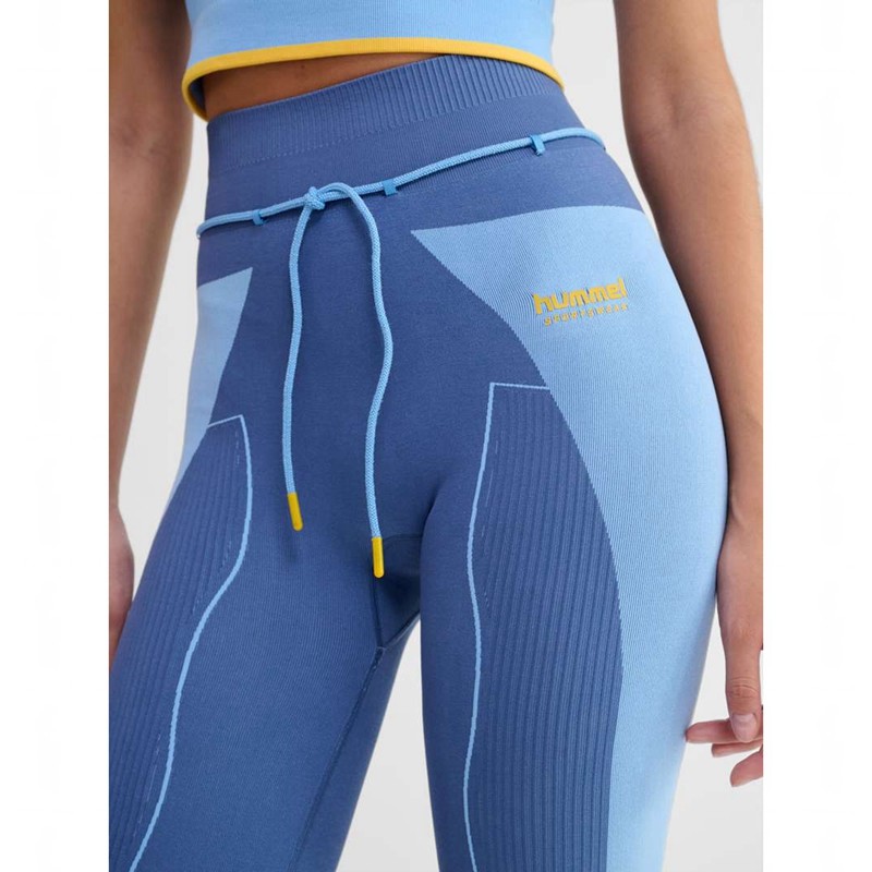 Collant Hummel Seamless High Waist Femme Bleu | 550110-492